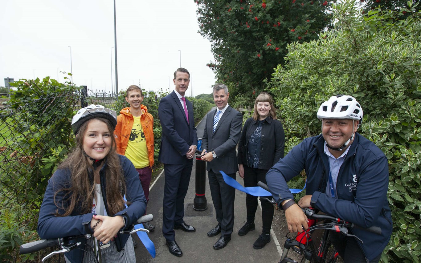 Derek Mackay MSP officially opens Glasgow Airport £280,000 cycle route